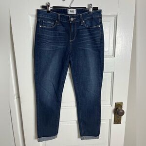 Paige Kylie Crop Jeans Rolled Cuff Cropped Dark Wash